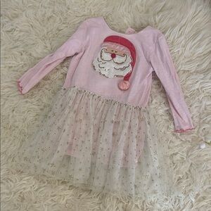 Cutest Mud Pie Pink Santa Dress with Tulle Skirt